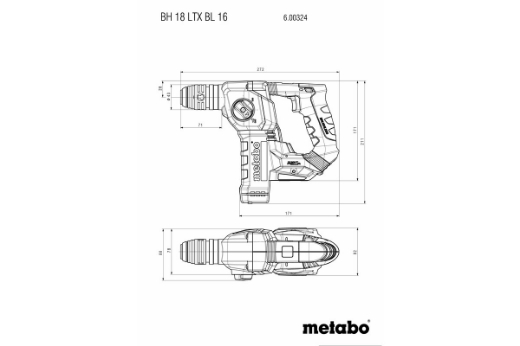 Picture of METABO Rotary Hammer Drill, SDS Plus, 18V Brushless, 2 Mode, 16mm, BH 18 LTX BL 16 - SKIN ONLY