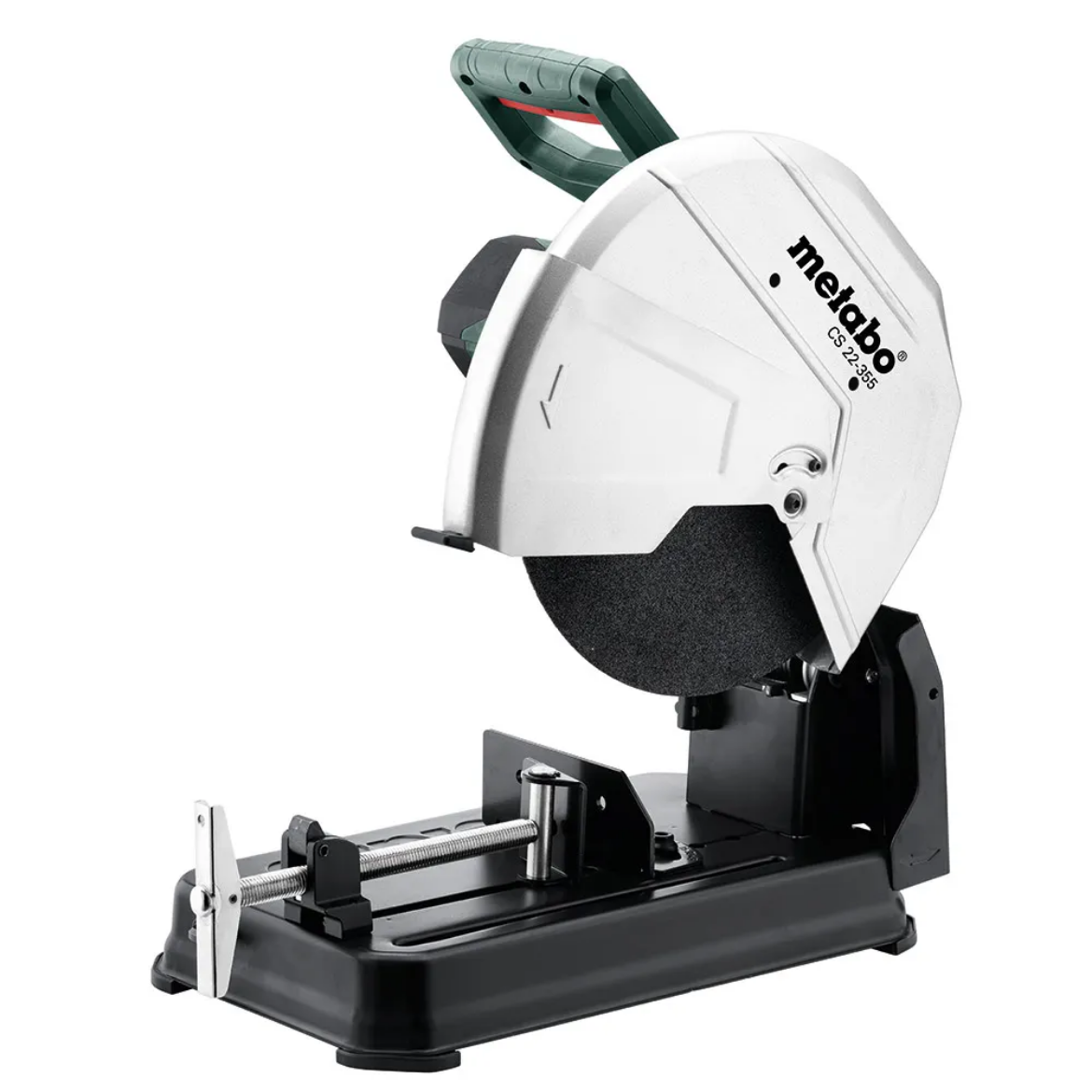 Picture of METABO Metal Drop/Cut Off Saw 355mm, 2300W, Spindle Lock, Quick Clamping, Variable Mitre 15º to 45º, Swivel Cutting Guard, Cutting Depth Limiter, Bonus Cutting Disc, CS 22-355