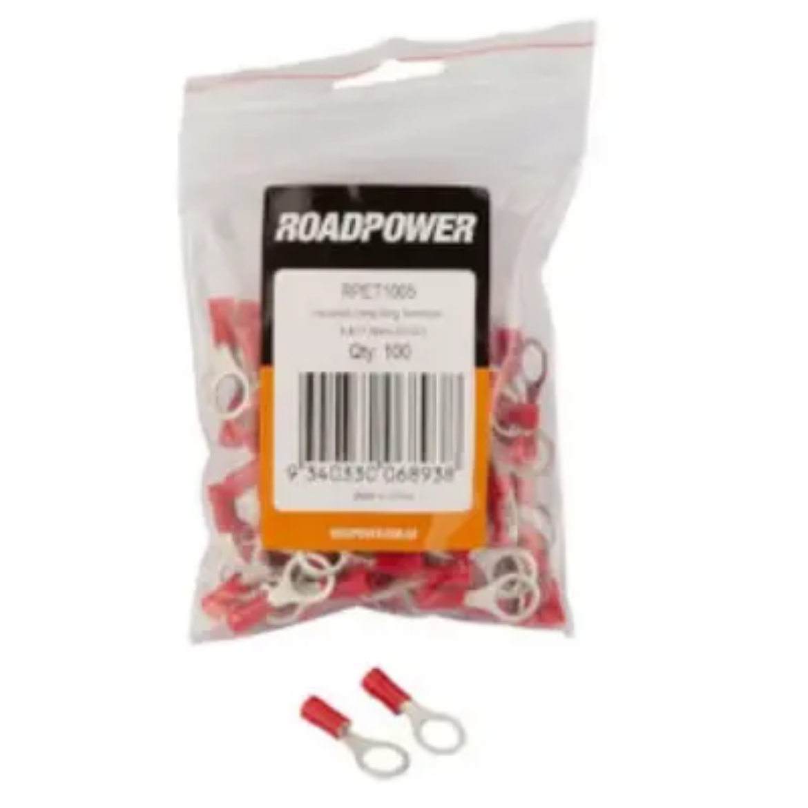 Picture of Crimp Terminal, Ring, Red, ID 8mm, Pkt.100 (Alt. QKC05)