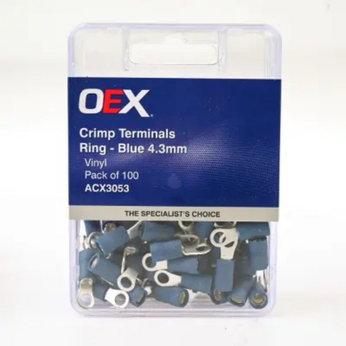 Picture of Crimp Terminal, Ring, Blue, ID 4.3mm, Pkt.100 (Alt. QKC21)