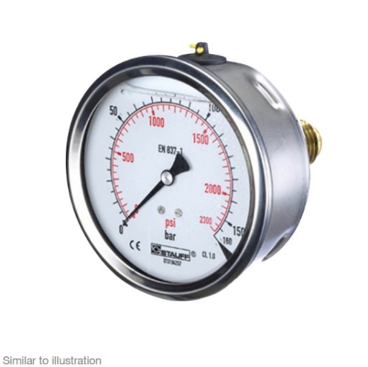 Picture of Pressure Gauge, 63mm Rear Entry, U-Bolt Assy, 0-16Bar/230psi, 1/4" BSPP