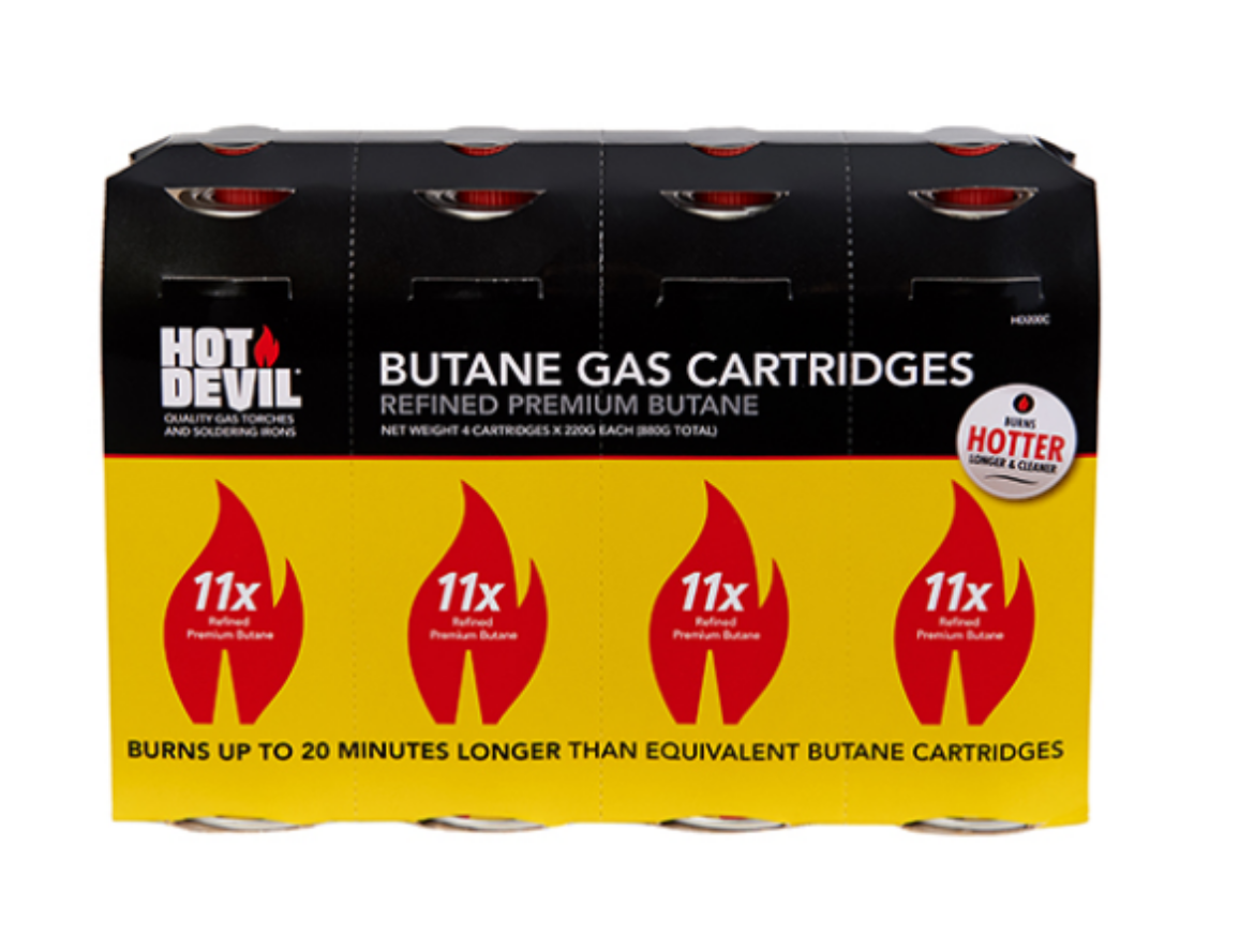 Picture of Butane, Gas, Hot Devil, 220g, Pkt.4, Hot Devil