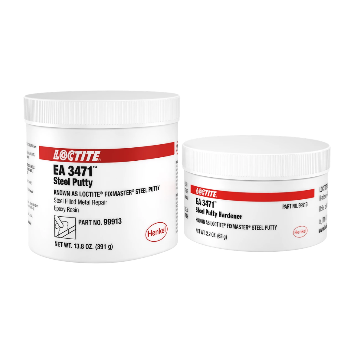 Picture of Loctite 3471 Fixmaster Steel Putty - 2-Part - 454g Tubs (391g/63g), (Similar to Devcon Plastic Steel)