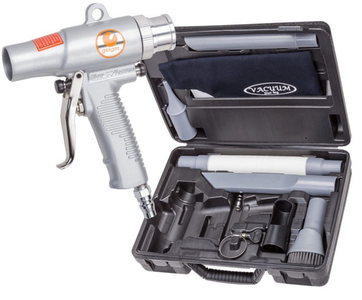 Picture of Wonder Gun Kit with Hose & Bag in Blowmould Case, Kit includes: Blow Gun Heavy duty metal body, Vacuum Hose, brush, extended, small & flat nozzles, Extendable Hose (30 to 80cm) & Dust Bag