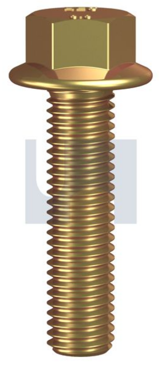 Picture of Bolt, Metric, 6 x 20mm, Hex Head Flanged, Class 8.8, Zinc Yellow