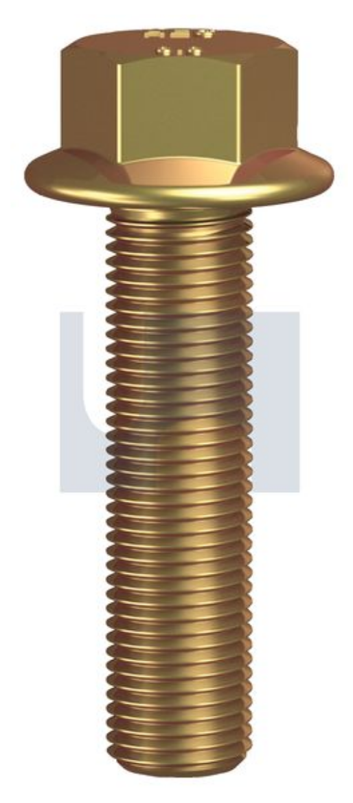 Picture of Bolt, Metric Fine, 10-1.25 x 40mm, Hex Head Flanged, Class 8.8, Zinc Yellow