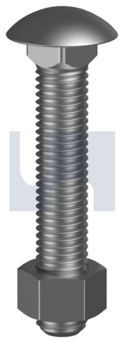 Picture of Bolt & Nut, Metric, 10 x 40mm, Cup Head, Class 4.6, Zinc Plated
