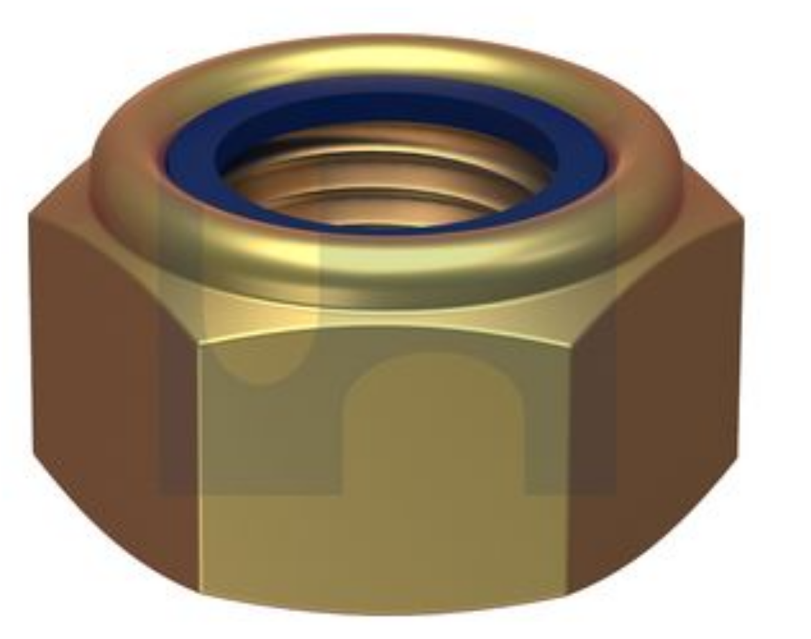Picture of Nut, Metric Fine, 10-1.0, Nyloc, Class 8, Zinc Yellow