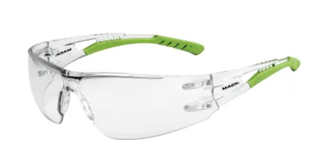 Picture of Mack VX2 Clear Safety Glasses, Vented side arms, No metal parts, Crystal Clear, Anti Scratch/Anti-Fog