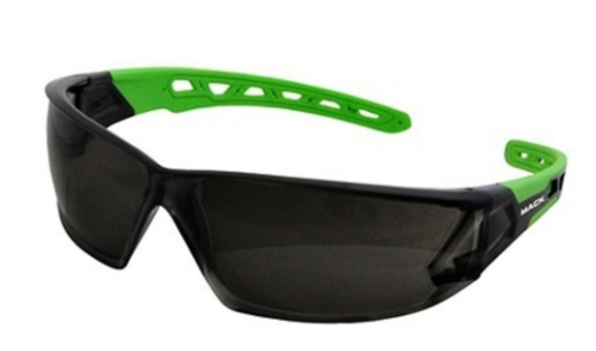 Picture of Mack Chronos Safety Glasses, Smoke/Green Arms (MECH-R2)