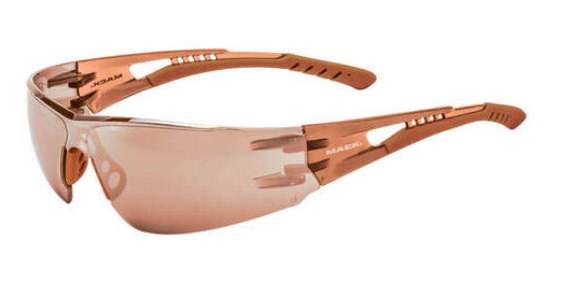 Picture of Mack VX2 Brown Safety Glasses, Vented side arms, No metal parts, Crystal Brown, Anti Scratch/Anti-Fog