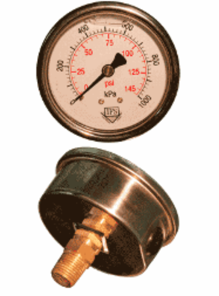 Picture of Pressure Gauge, 63mm Rear Entry, 1600kpa/230psi, S/S Case, Liquid Filled, 1/4" BSP