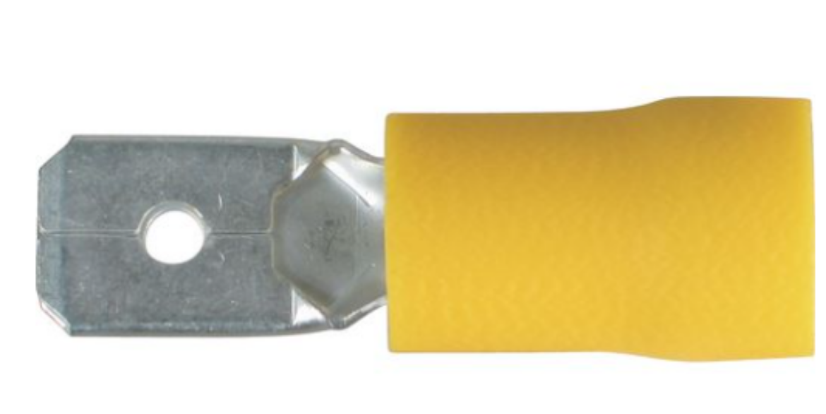 Picture of Crimp Terminal, Male Blade, Yellow, 6.3 x 0.8mm, Pkt.50 (Alt. QKC87)