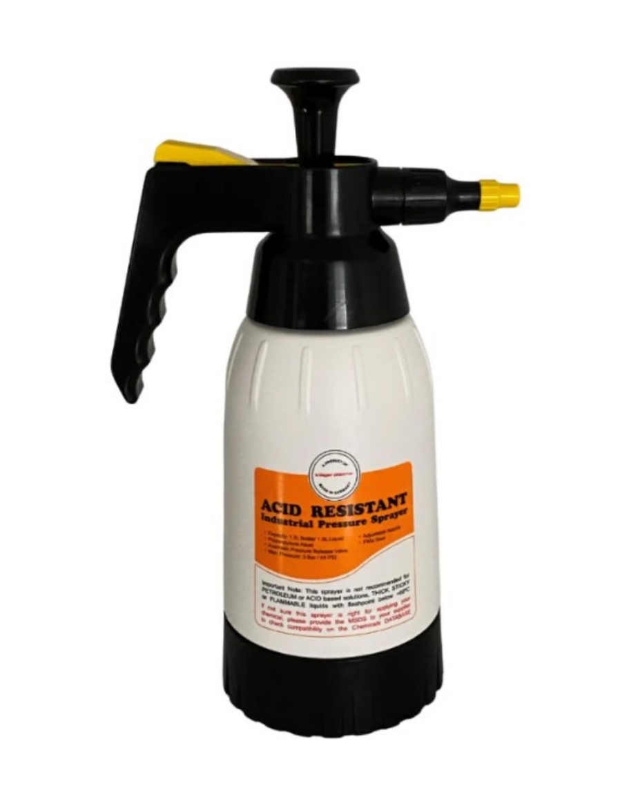 Picture of Sprayer, Acid Resistant, 1.5ltr, Application: Resistant to most dilute acid solutions: Aluminium brightener. Brick, tile, concrete acid washing, Shower & bathroom cleaner