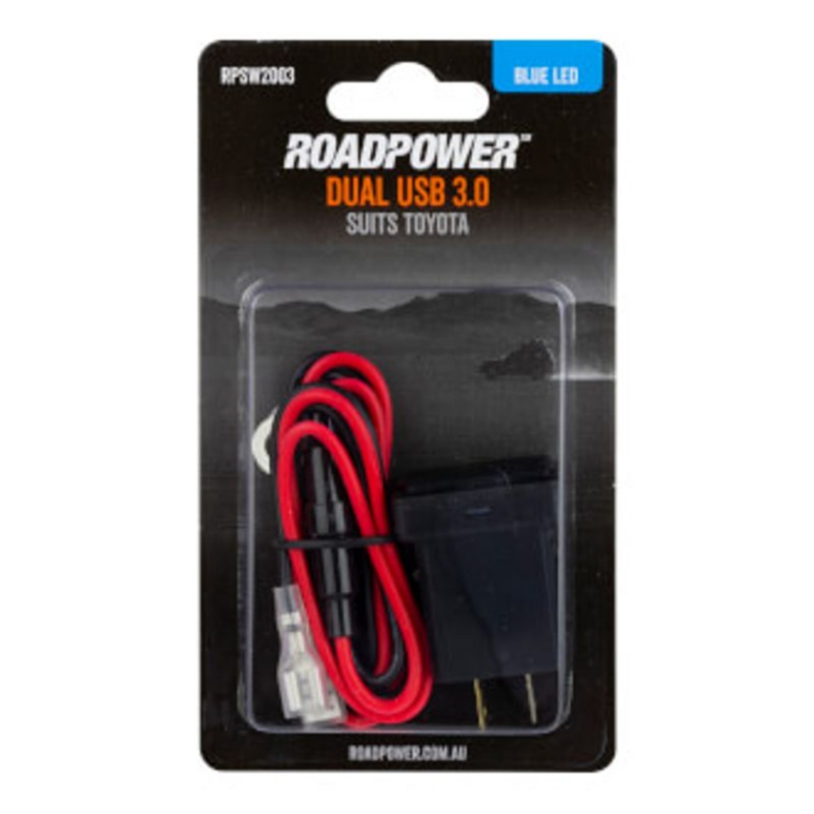 Picture of USB 3.0 Charger Suits Toyota OE Style Includes Harness 33 x 22mm Blue LED