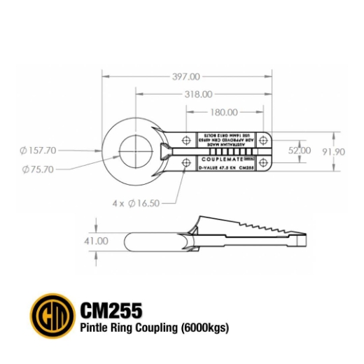 Picture of Coupling, 3" Fixed Ring, ElectroGal, 180mm x 56mm x 16.8mm