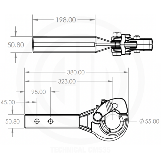 Picture of Receiver Arm with Pintle Hook, 50mm Bar, 5/8" Holes, 6T