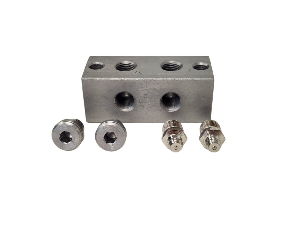 Picture of Grease Manifold Block, 2 x 1/8" BSP Ports with Grease Nipples