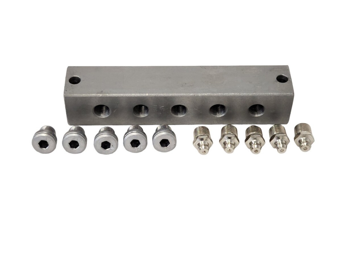 Picture of Grease Manifold Block, 5 x 1/8" BSP Ports with Grease Nipples
