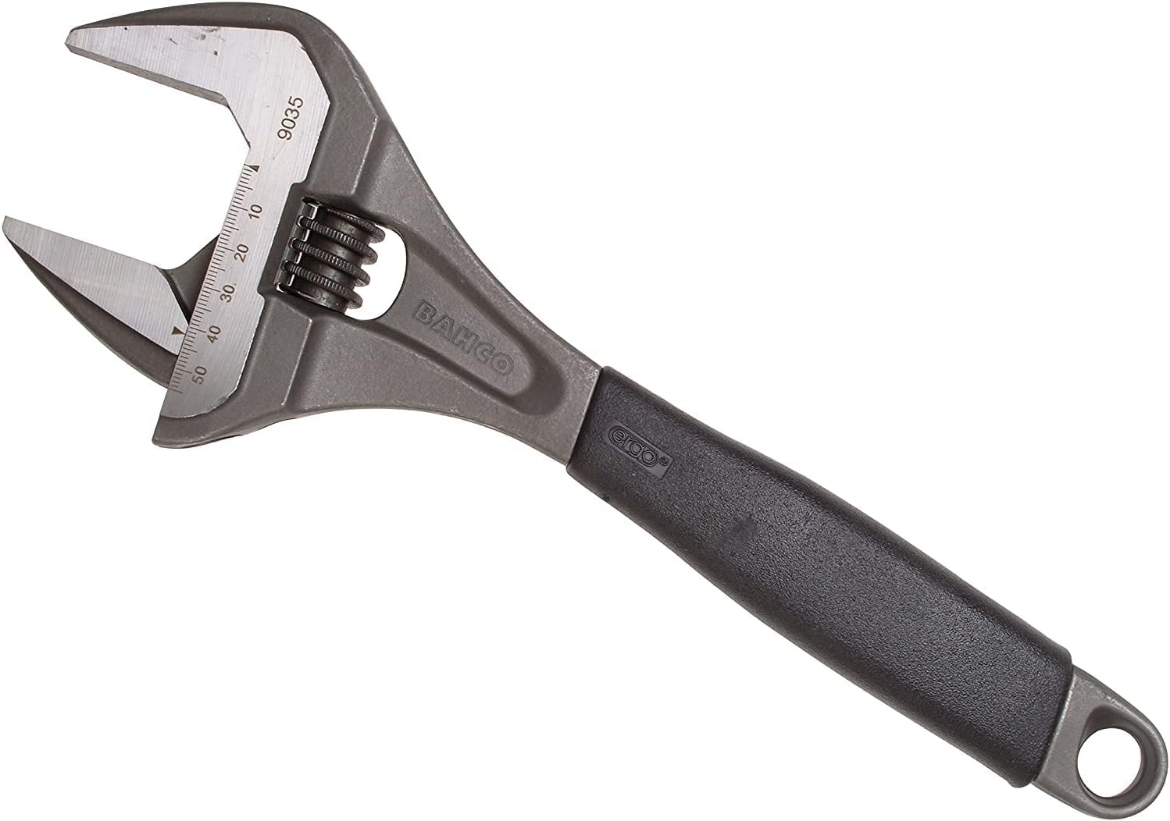Picture of Adjustable Wrench, 200mm (12"), Thin Jaws, Extra Wide Jaw Opening 55.6mm, Bahco
