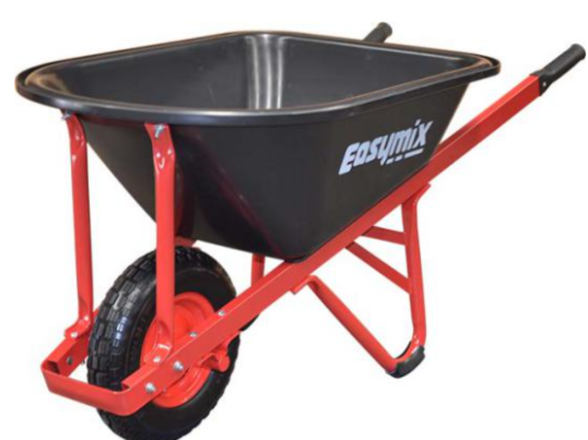 Picture of RED W/BARROW with POLY TRAY WIDE PNEUMATIC WHEEL
