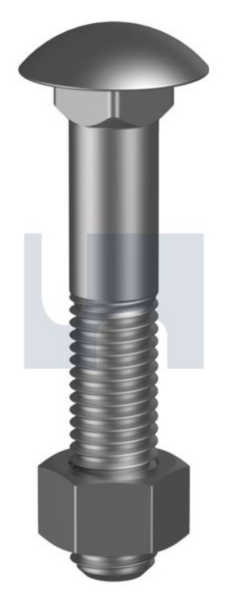 Picture of Bolt & Nut, Metric, 10 x 75mm, Cup Head, Class 4.6, Zinc Plated