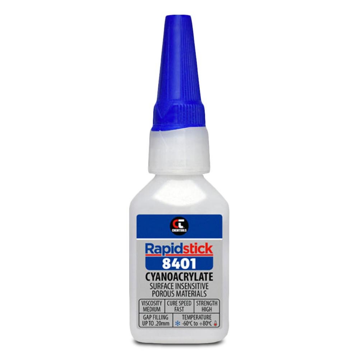 Picture of Rapidstick 8401 Cyanoacrylate Adhesive (Surface Insensitive, Porous Materials), 20ml Bottle