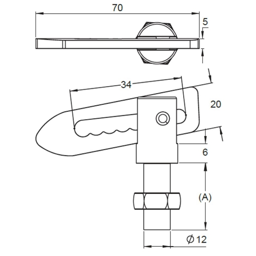 Picture of Fastener, Antiluce, M12 x 25mm, Mild Steel ZP, Nyloc Nut (Anti Rattle)
