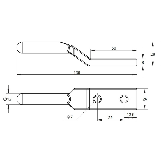 Picture of Gudgeon, Forged, Steel, suits 32mm bushed hinge, Zinc Plated