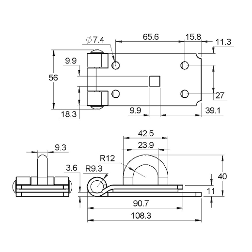 Picture of Hasp & Staple, Heavy Duty Brass Pin, 185mm, Zinc Plated