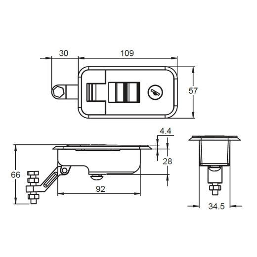 Picture of Lock, Large Compression, Satin Chrome Finish, Grip Range 15-30mm
