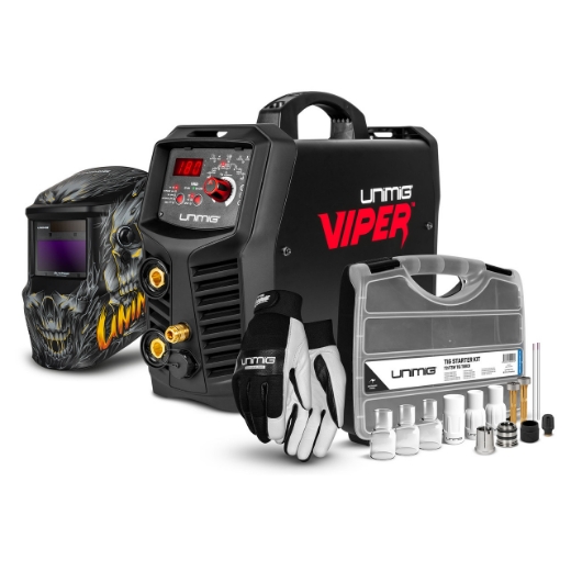 Picture of VIPER 180 AC/DC MK II TIG/STICK WELDER, 10AMP, BUNDLE:* Viper 180 AC/DC MK II Tig/Stick Welder (U12001K)* Core Series Welding Helmet - Revenant* ROGUE TIG Welding Gloves* T2 Consumable Starter Kit