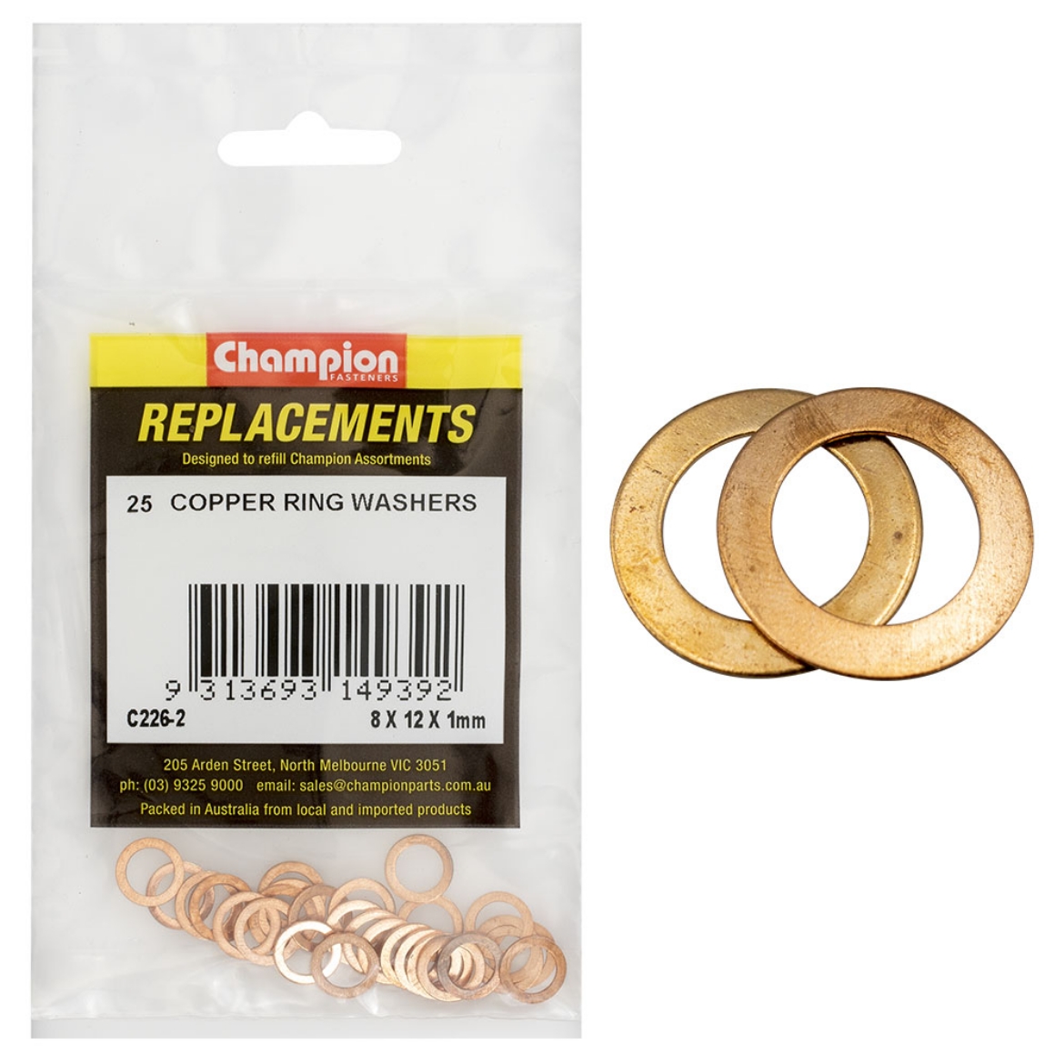 Picture of WASHERS-FLAT-COPPER-M8 x 12 x 1mm PKT.25