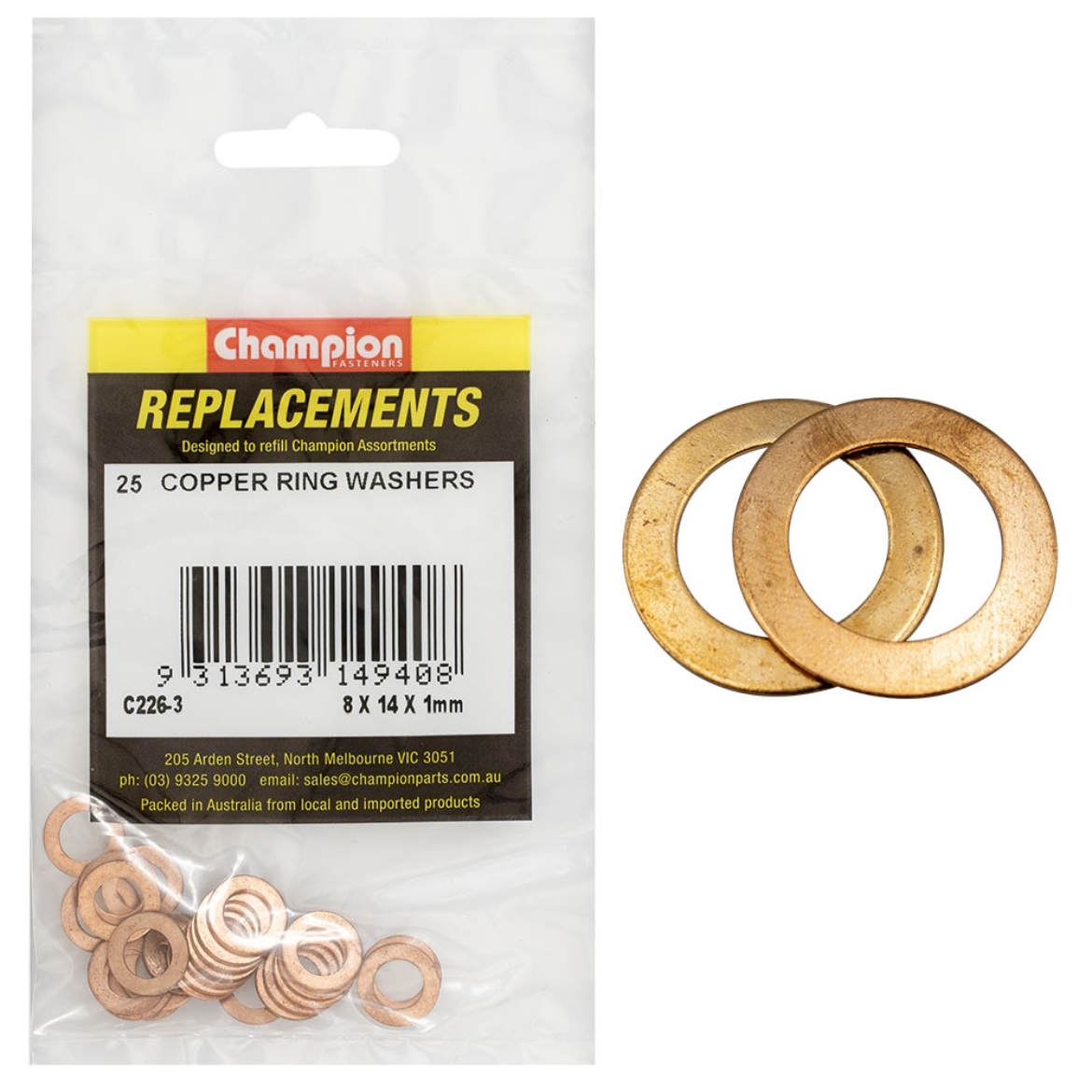 Picture of WASHERS-FLAT-COPPER-M8 x 14 x 1mm PKT.25