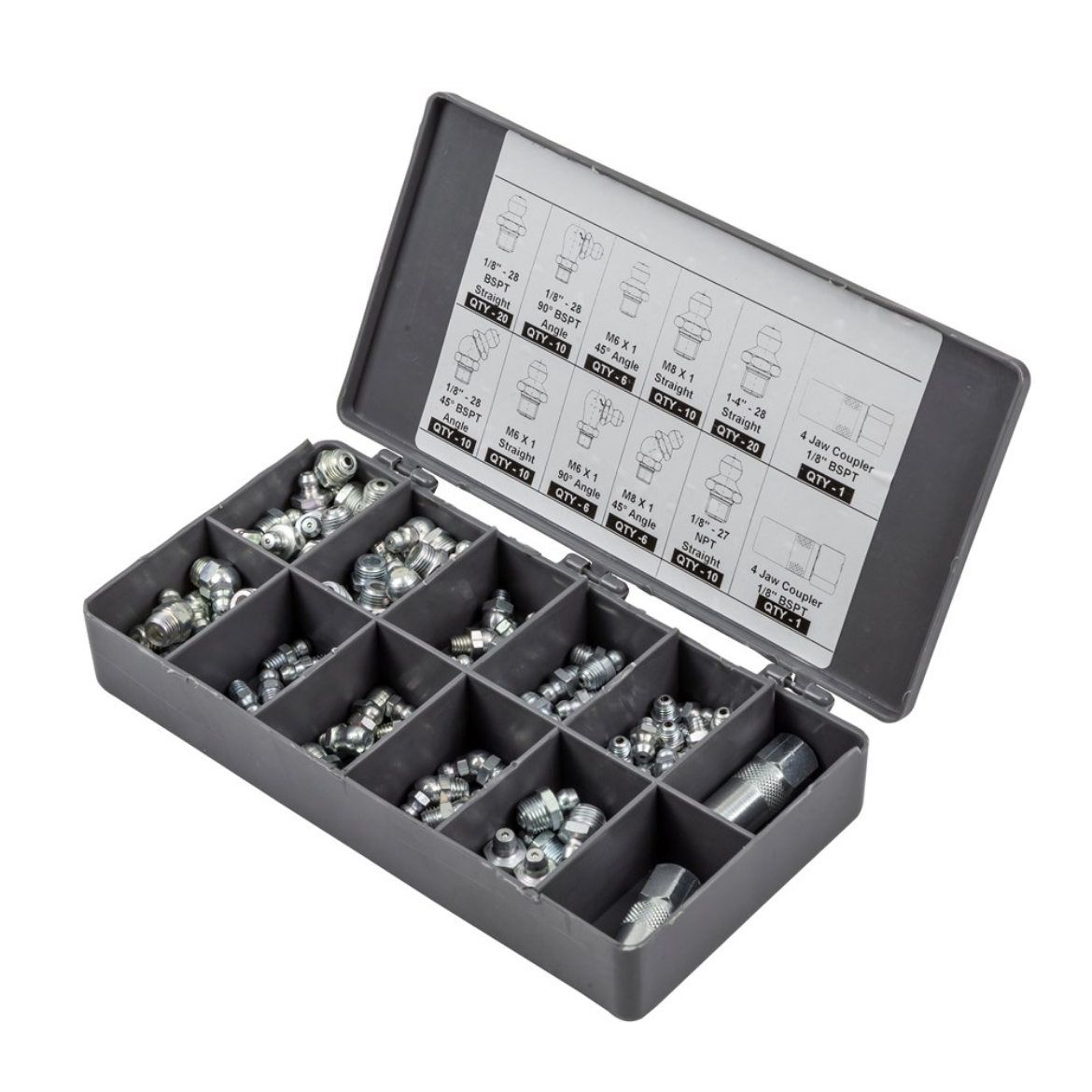 Picture of Grease Nipple Kit, Metric, BSPT, NPT, 110 pce, Ag Kit