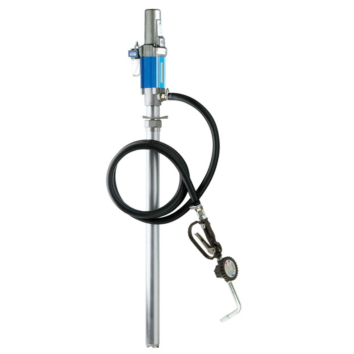 Picture of Oil Pump Kit, R100T-01
Estimated max flow rate 12L/min using SAE10 oil
Suitable for oils to SAE90, coolants, kerosene, diesel
1:1 ratio air-operated drum oil pump (R100T-01)
3m x 3/4" i.d. oil delivery hose