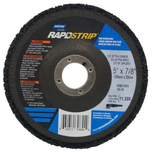 Picture of POLICLEAN RAPID STRIP DISC DEPRESSED CENTRE DISC 125x22mm SILICONE CARBIDE (BLACK)
