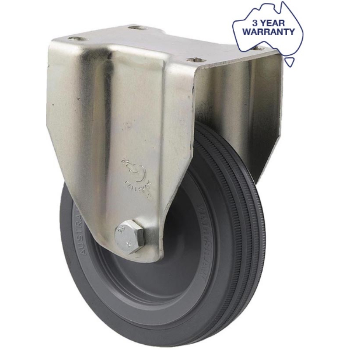 Picture of Castor, 100mm x 23mm Grey Rubber Wheel, Fixed, 50kg rated