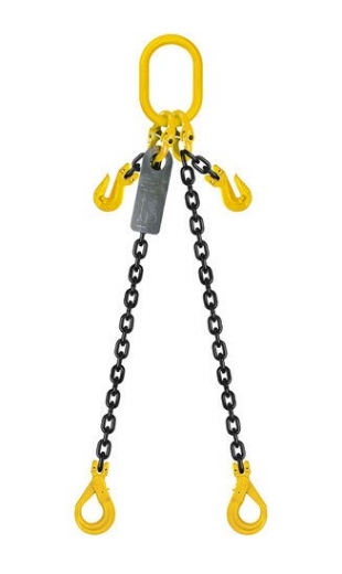 Picture of Grade 80 Chain Sling 8mm 2 Leg Effective Length C/W Clevis Type Grab Shortner And Clevis Self Locking Hook Tested 3M (Lifting Chain)