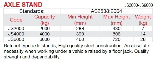 Picture of 2 Tonne Axle Stands, Sold as a Pair