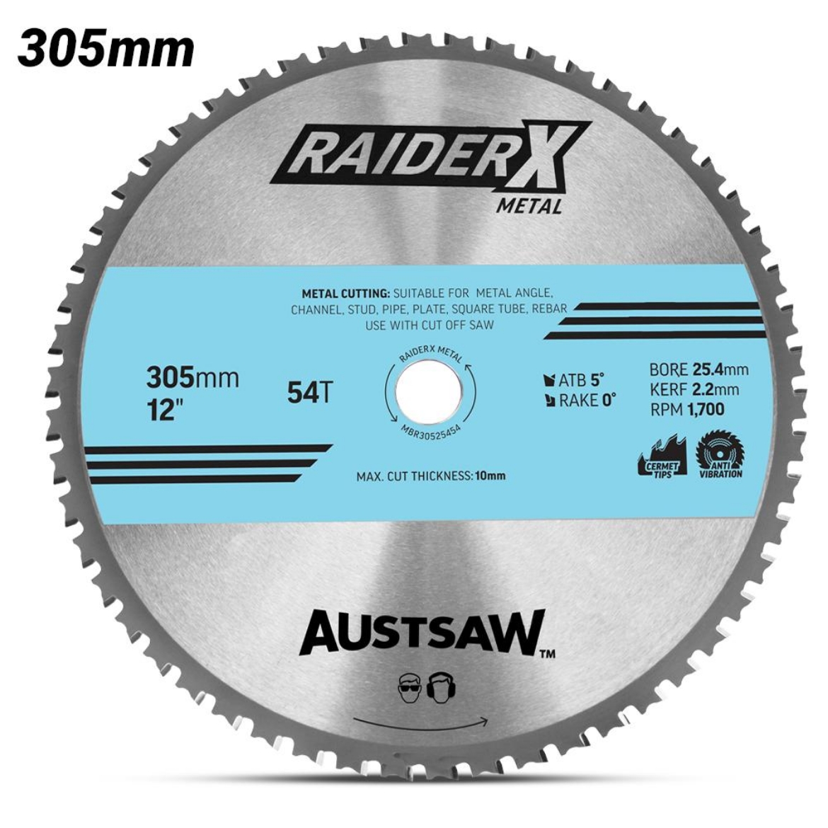 Picture of Austsaw RaiderX Metal Blade 305mm x 25.4 x 54T, Cold saw