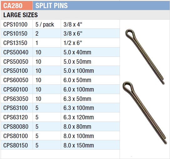 CA280 Grab Kit, Large Diameter Steel Split Pin Assort, 93 Pce | Jett ...
