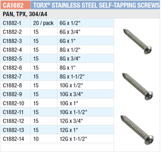 Picture of Grab Kit, Stainless Self Tapping Screw Pan 304/A2 Assort, 210 Pce