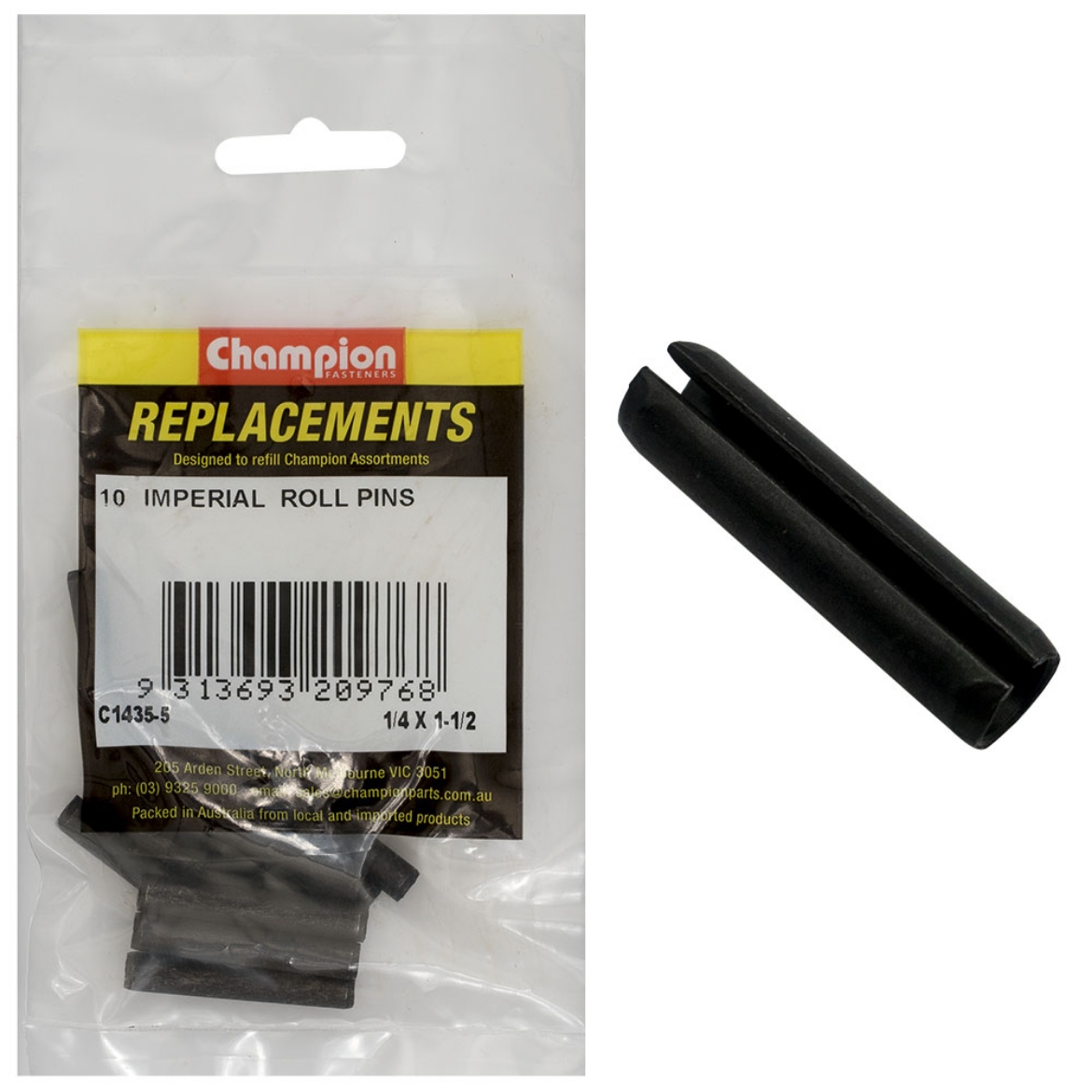 Picture of Roll Pins, 1/4" x 1 1/2", Pkt.10
