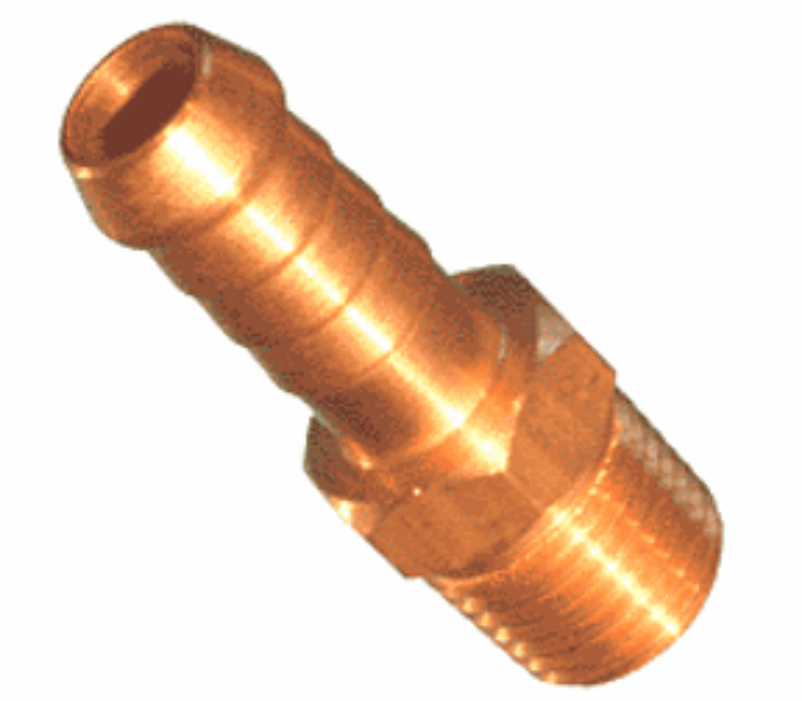 Picture of Hose Tail, Brass, 3/8" Barb x M14-1.5 Male