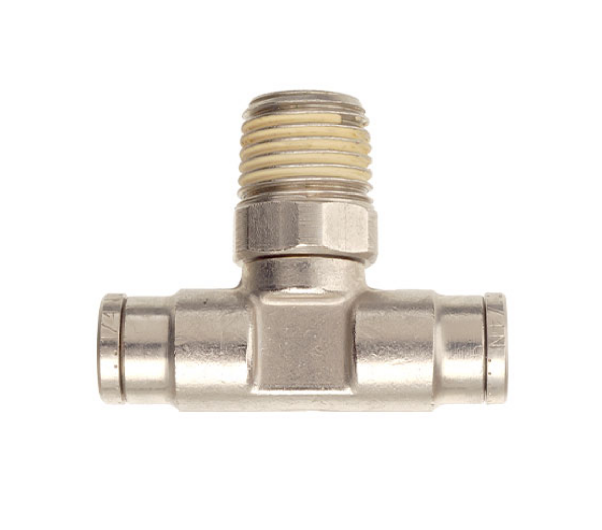 Picture of Male Branch Tee, NP Push Fit, 6mm x 1/8" BSP, Swivel