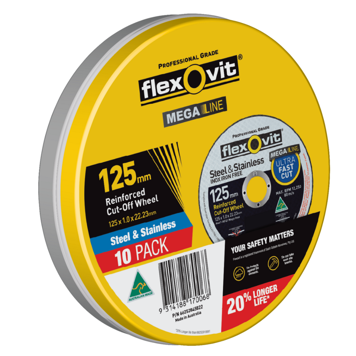Picture of CUT-OFF WHEEL 125 x 1.0 x 22.2mm, MEGA INOX, 10 Discs