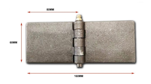Picture of Steel Cast Hinge, 160mm Fully Open, 60x80mm Leaf, Brass Nipple, 8mm Steel Pin, 7mm Thick