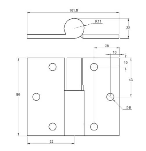 Picture of Hinge, Weld on Butt, Ball Bearing, Left Hand,100 x 86 x 4.5mm