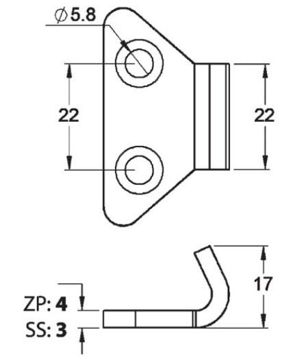 Picture of Fastener, Hook Plate, Zinc Plated, OJOP, suit 703RL Over Centre Latch